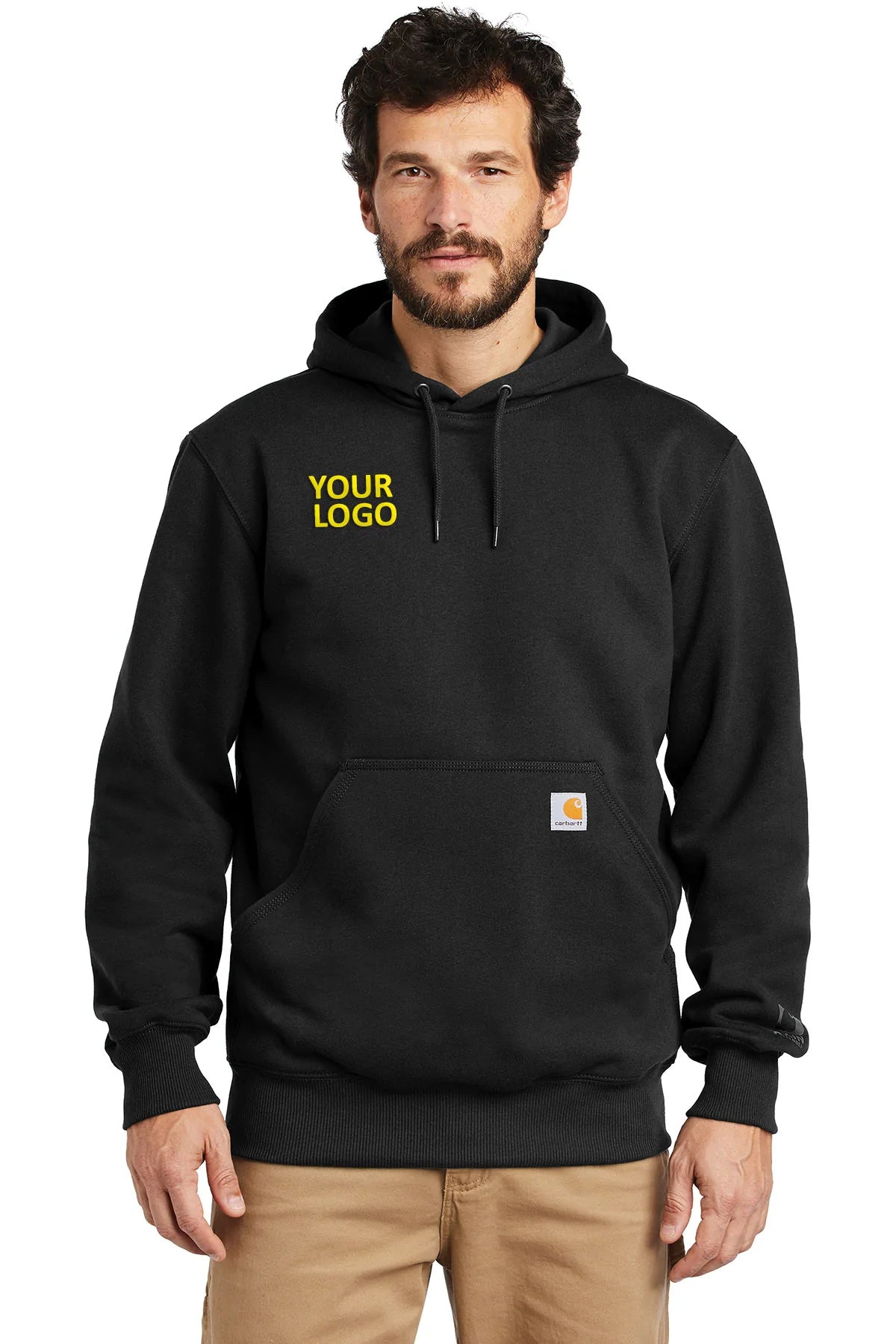 Company Logo Carhartt Rain Defender Paxton Heavyweight Hooded Sweatshirt CT100615 Black