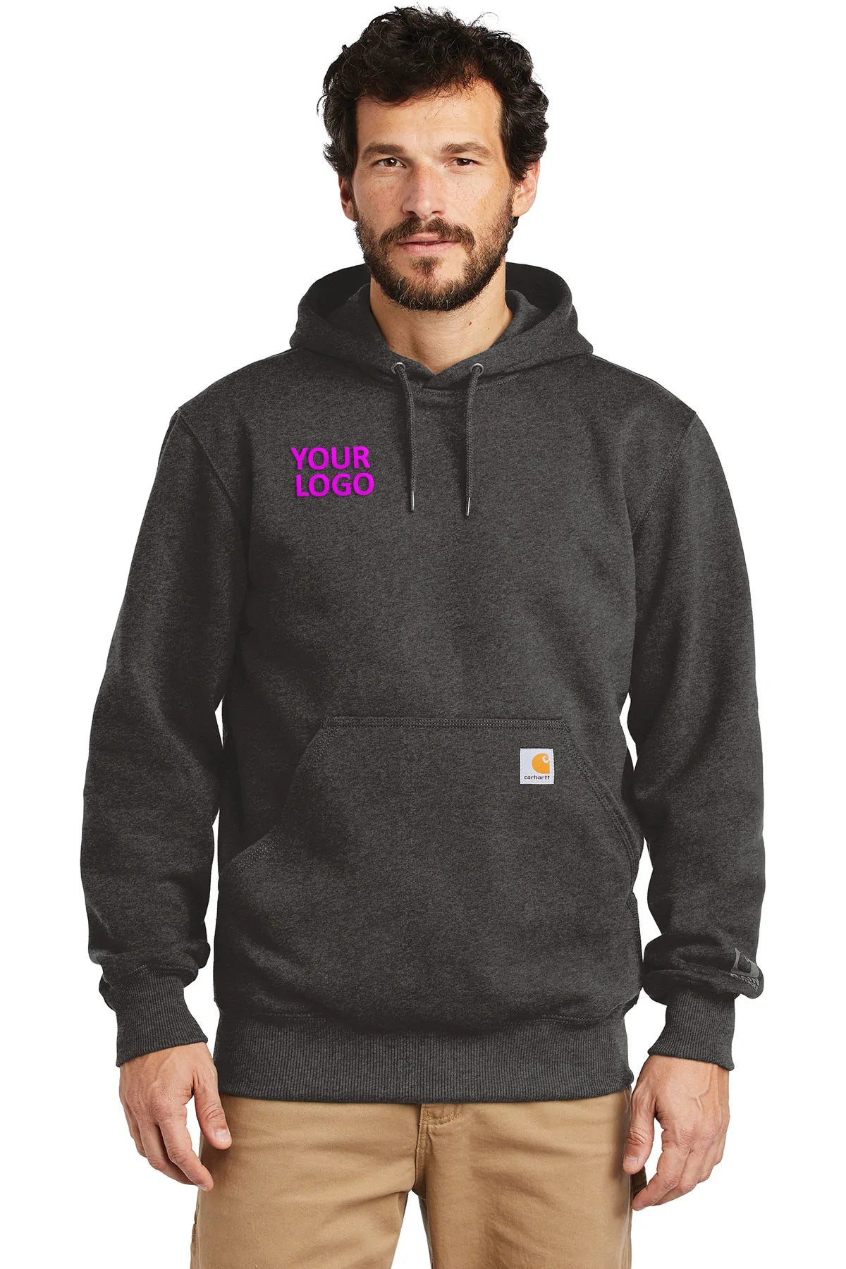 Custom Carhartt Rain Defender Paxton Heavyweight Hooded Sweatshirt CT100615 Carbon Heather
