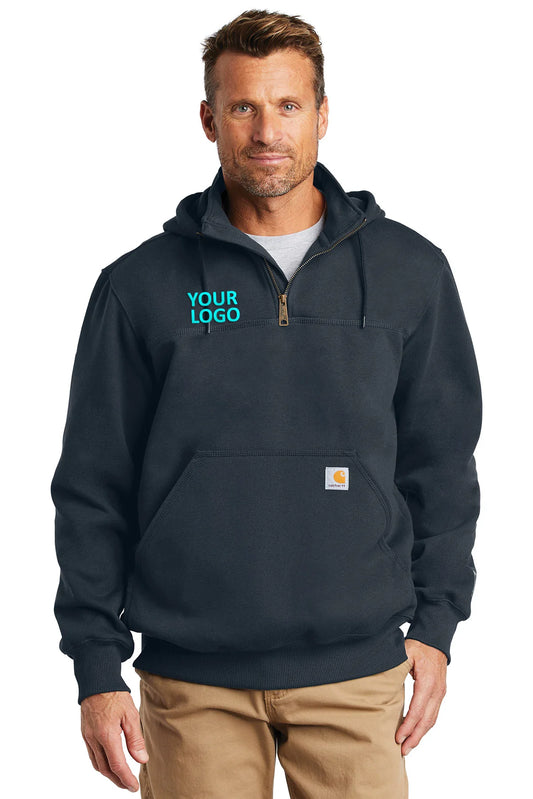 Carhartt Rain Defender Paxton Zip Custom Sweatshirts, New Navy [Benjamin and Company]