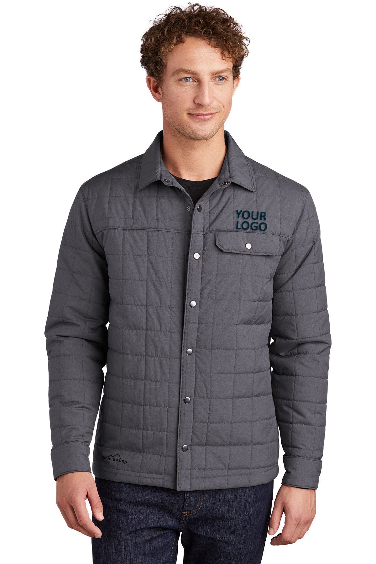 Eddie Bauer Charcoal Grey Heather EB502 company jackets with logo