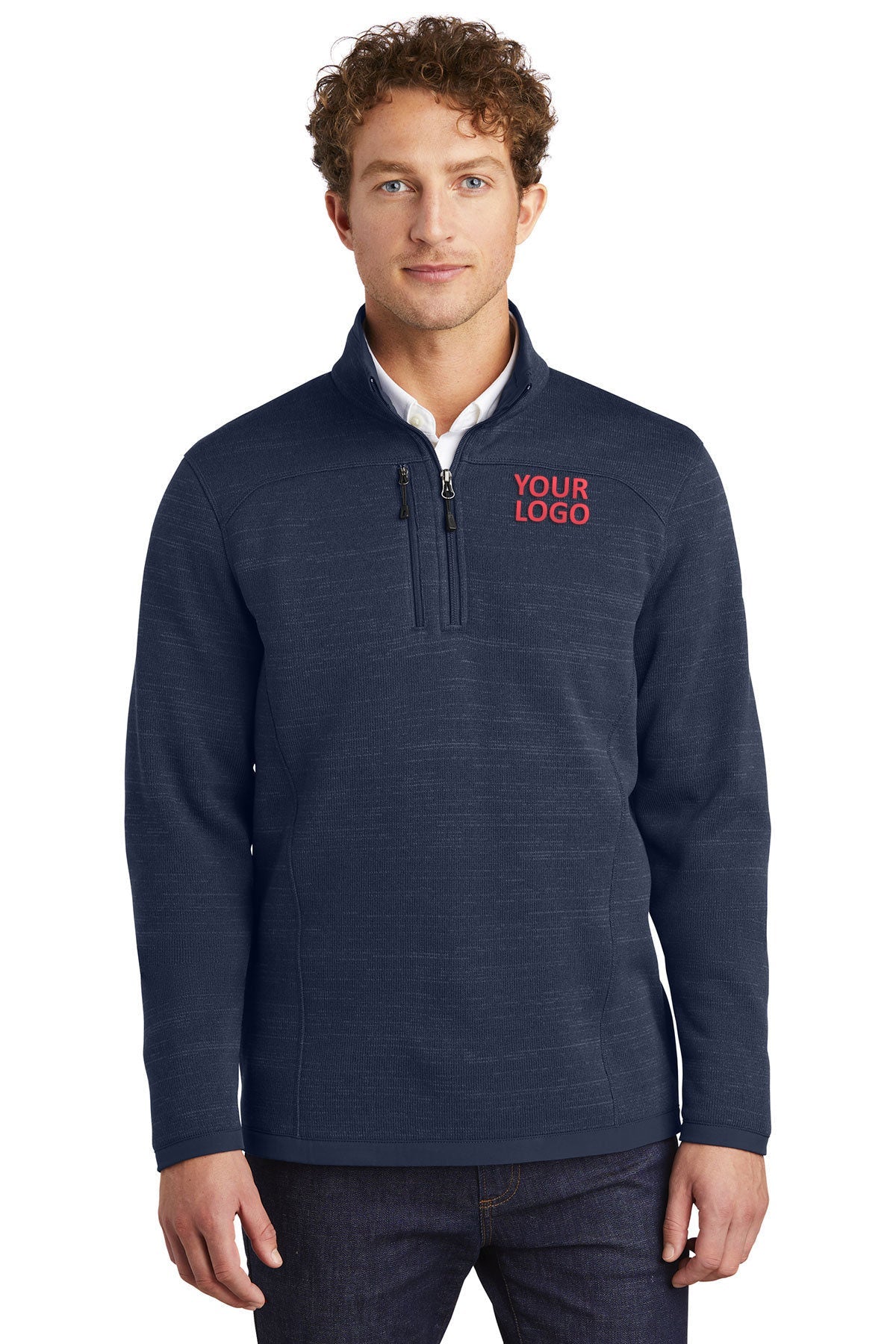 Eddie Bauer River Blue Navy Heather EB254 polo shirt with logo embroidered