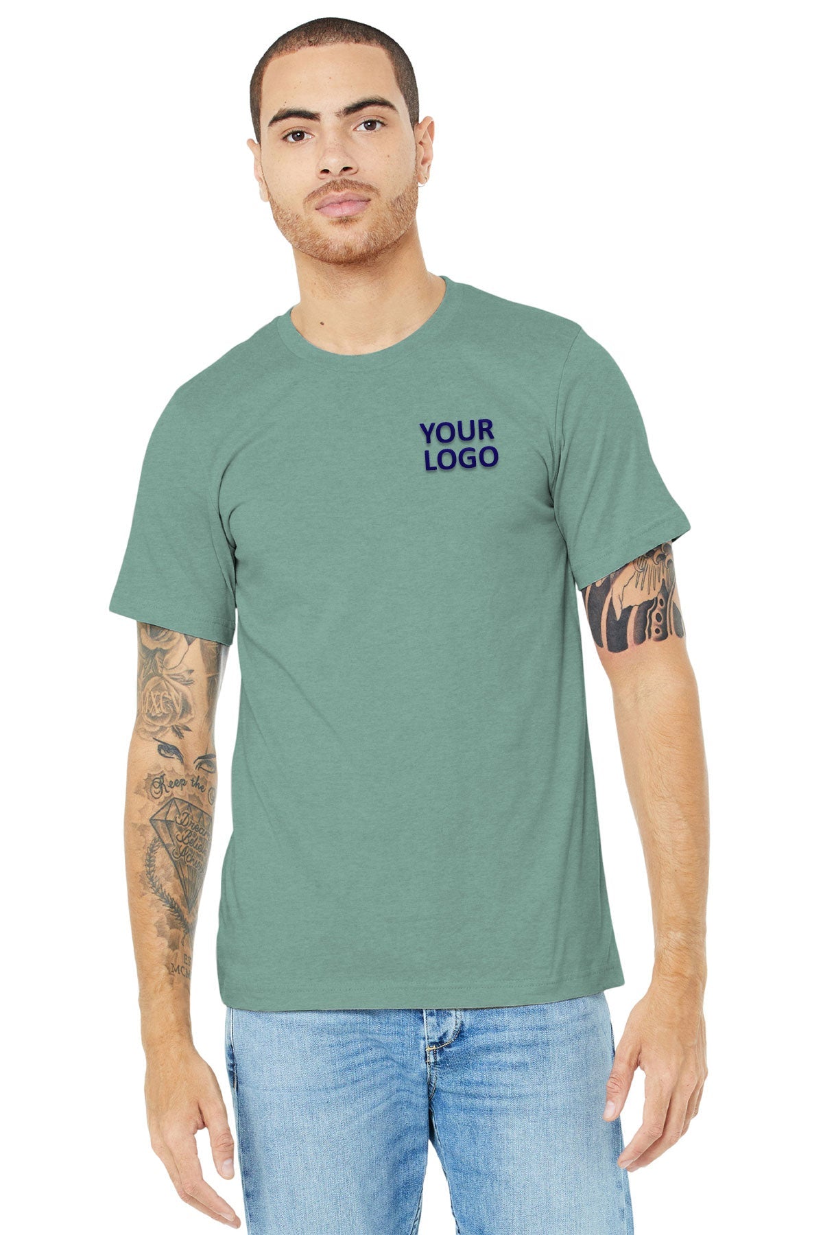 bella + canvas unisex jersey short sleeve t-shirt 3001c hthr dusty blue
