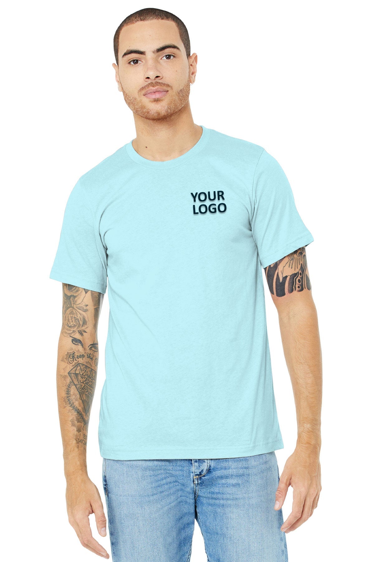 bella + canvas unisex jersey short sleeve t-shirt 3001cvc heather ice blue