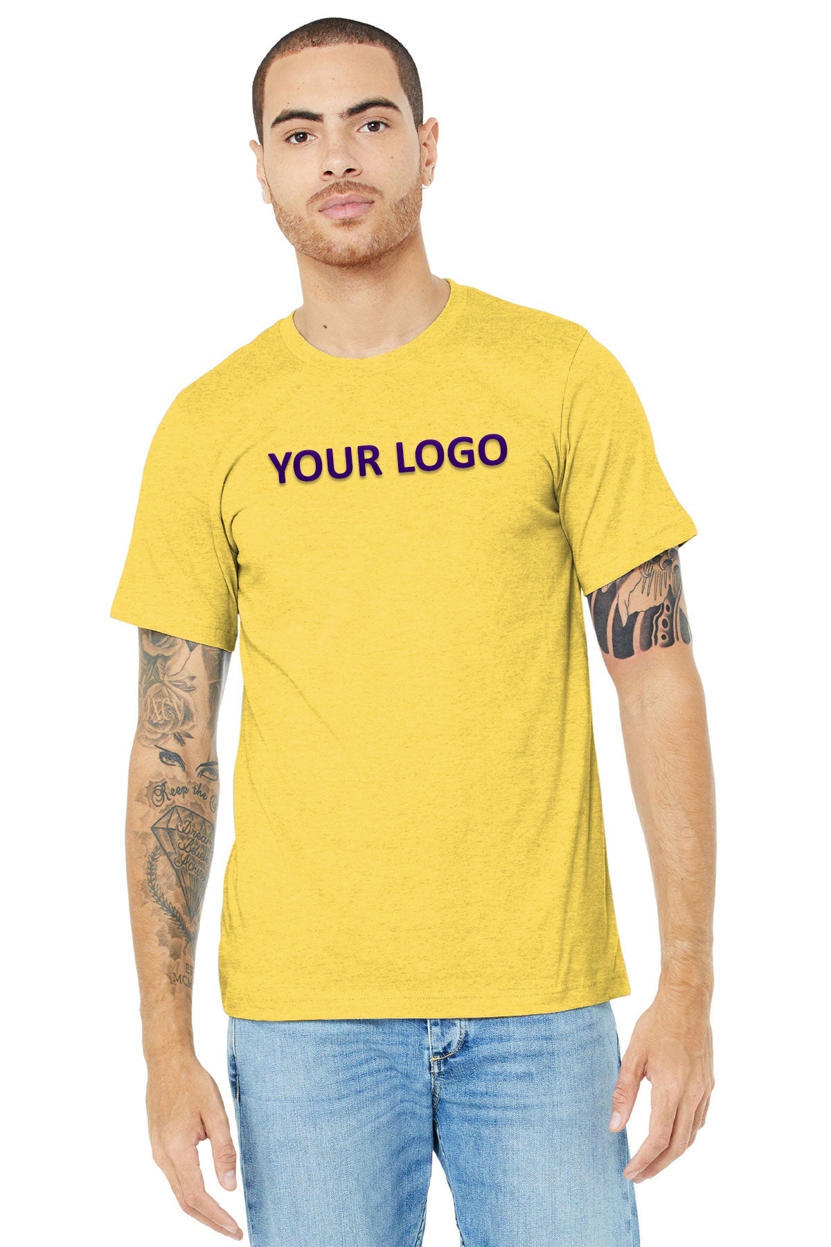 bella + canvas unisex jersey short sleeve t-shirt 3001c hthr yellow gold