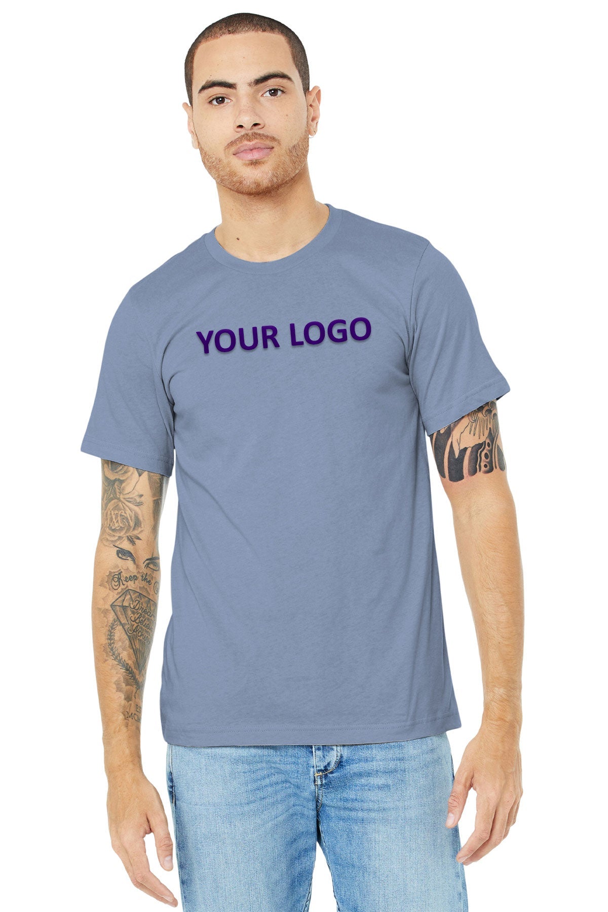 bella + canvas unisex jersey short sleeve t-shirt 3001cvc heather blue