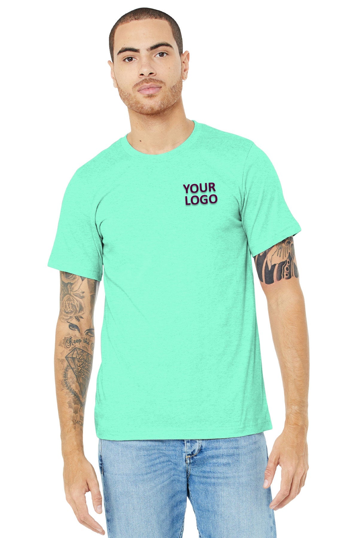 bella + canvas unisex jersey short sleeve t-shirt 3001cvc heather mint