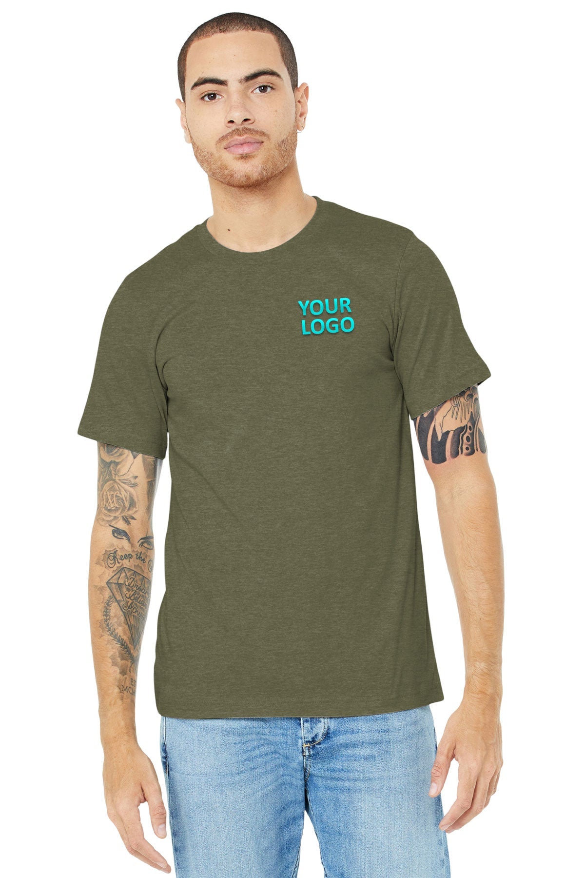 bella + canvas unisex jersey short sleeve t-shirt 3001cvc heather olive