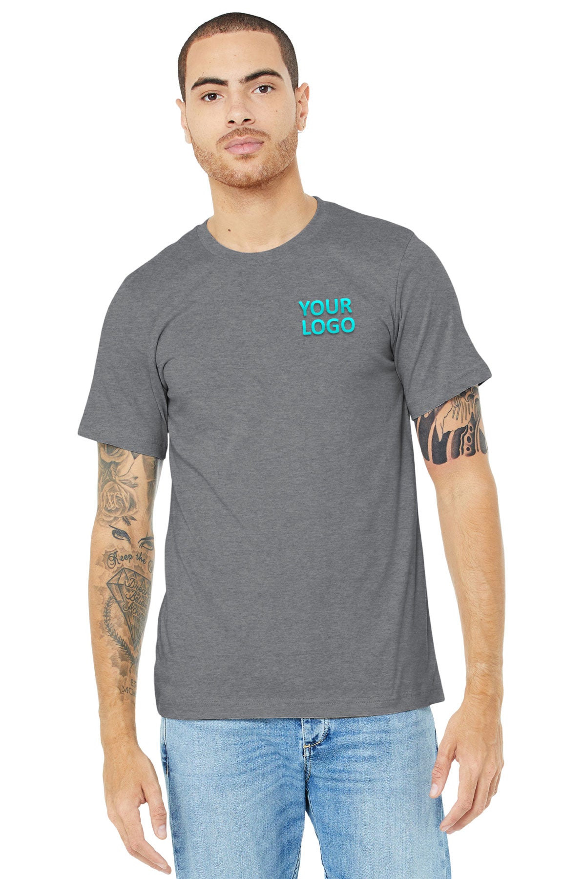 bella + canvas unisex jersey short sleeve t-shirt 3001cvc heather storm