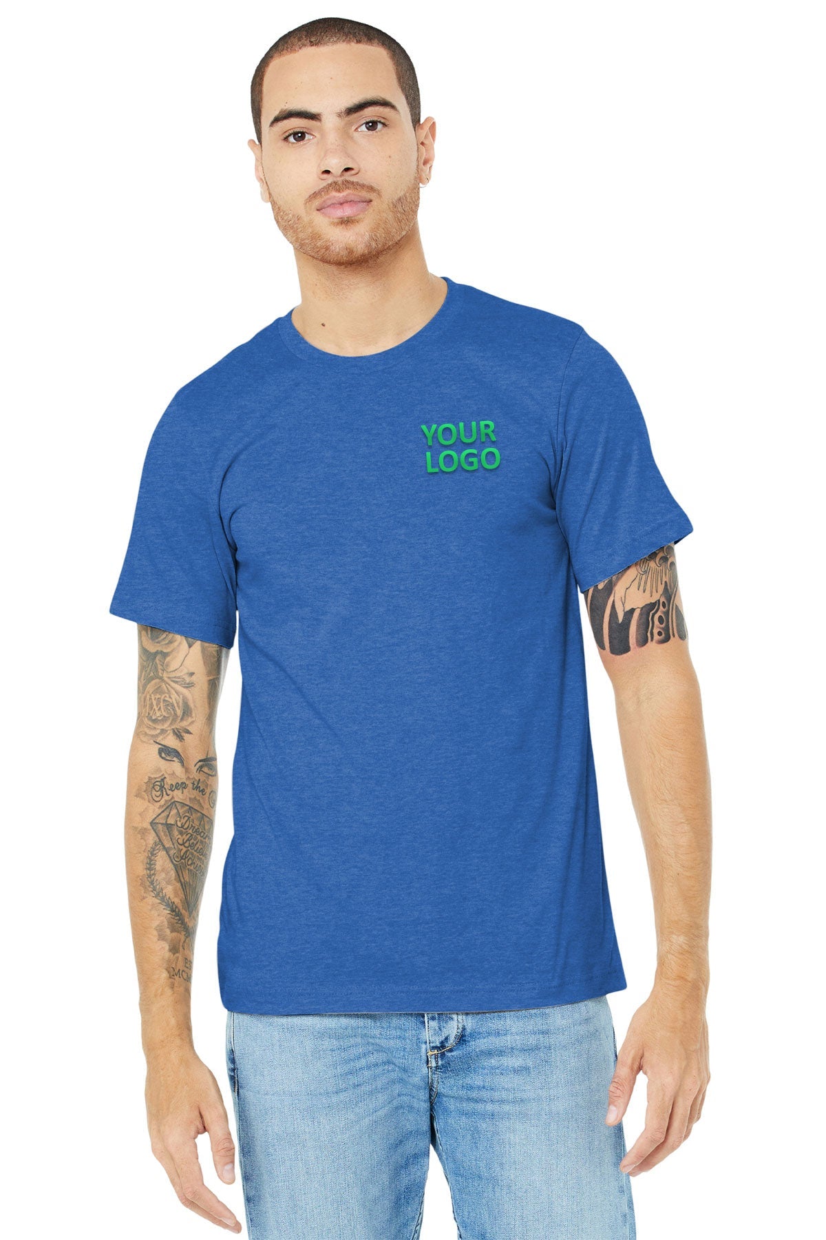 bella + canvas unisex jersey short sleeve t-shirt 3001c hthr true royal