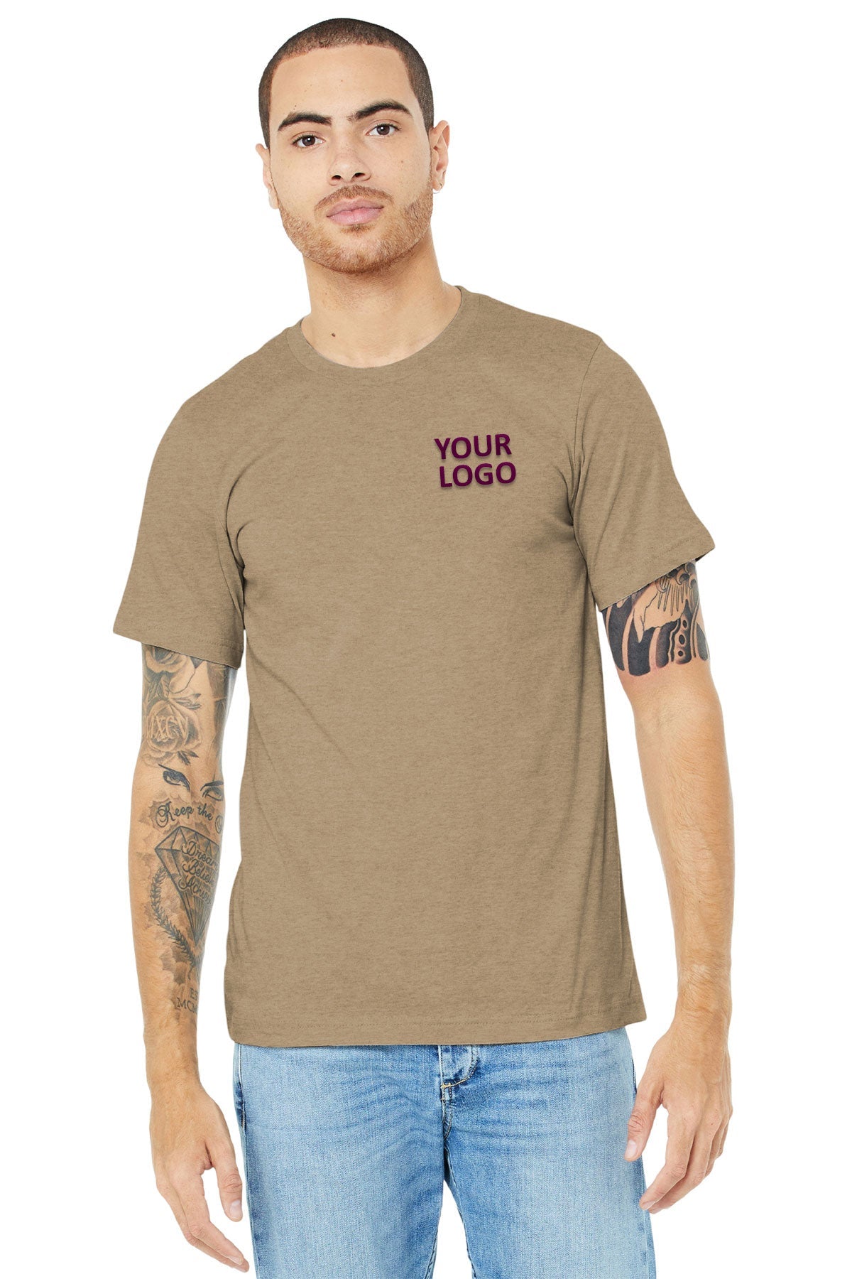 bella + canvas unisex jersey short sleeve t-shirt 3001cvc heather tan