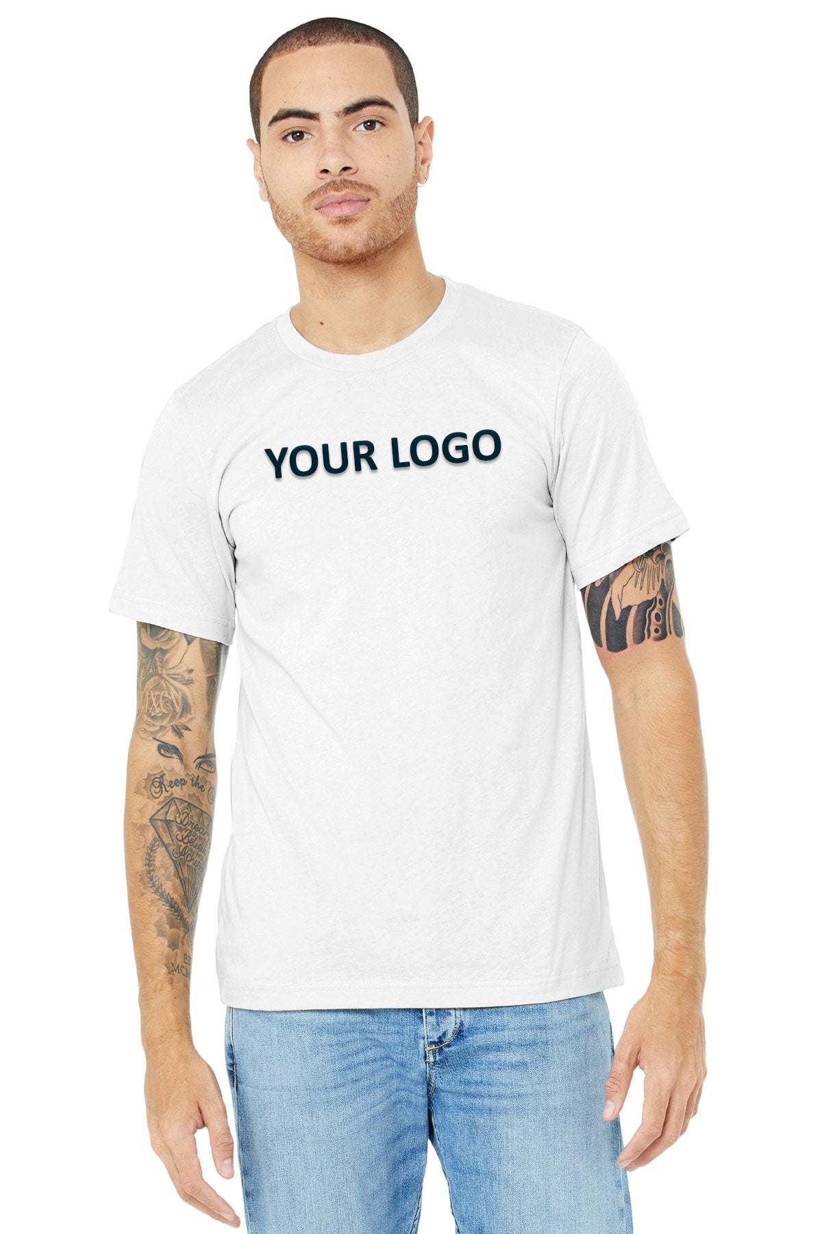 bella + canvas unisex jersey short sleeve t-shirt 3001cvc solid wht blend