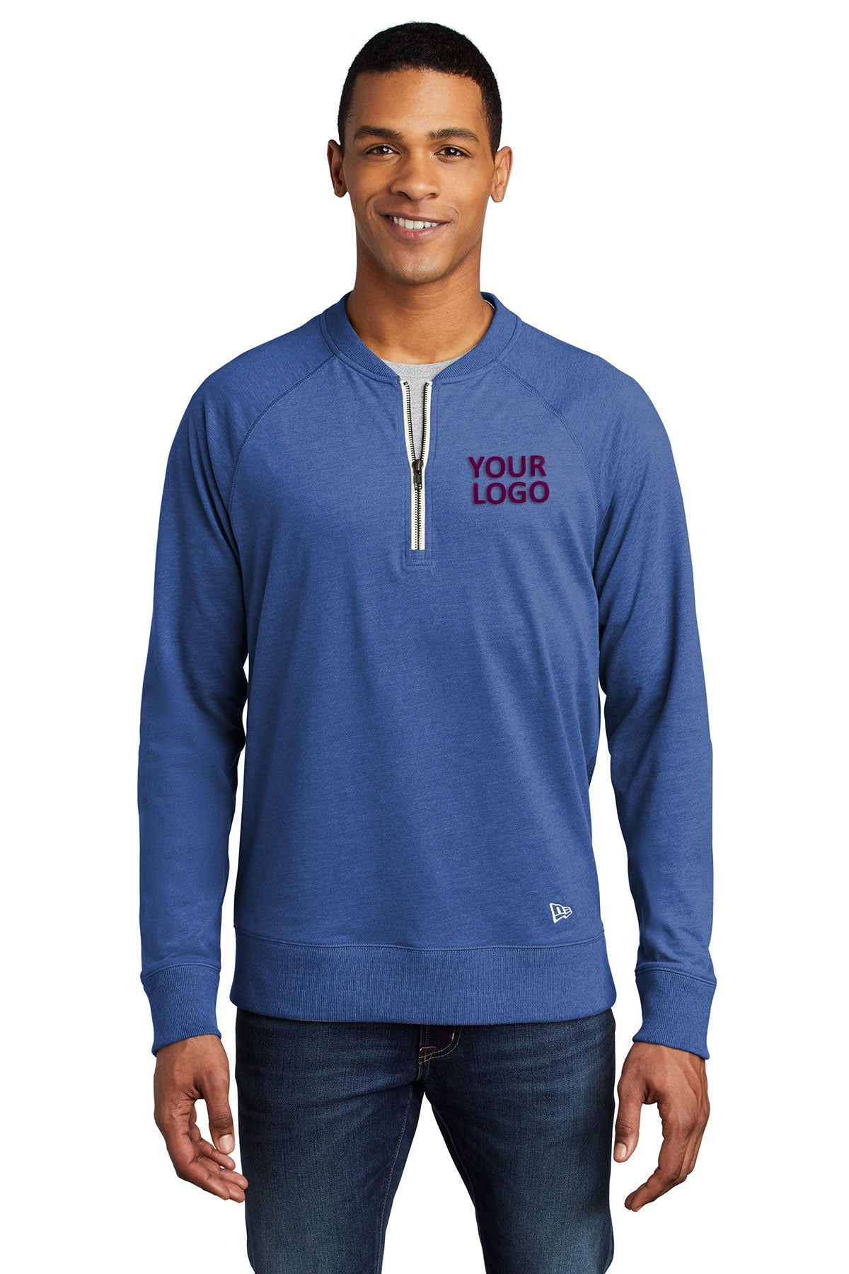 New Era NEA123 Royal Heather custom logo sweatshirts embroidered