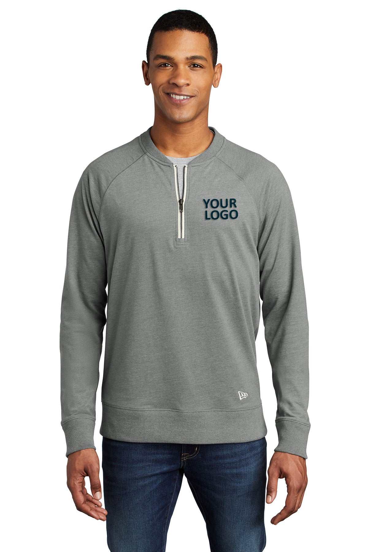 New Era NEA123 Shadow Grey Heather custom embroidered sweatshirts