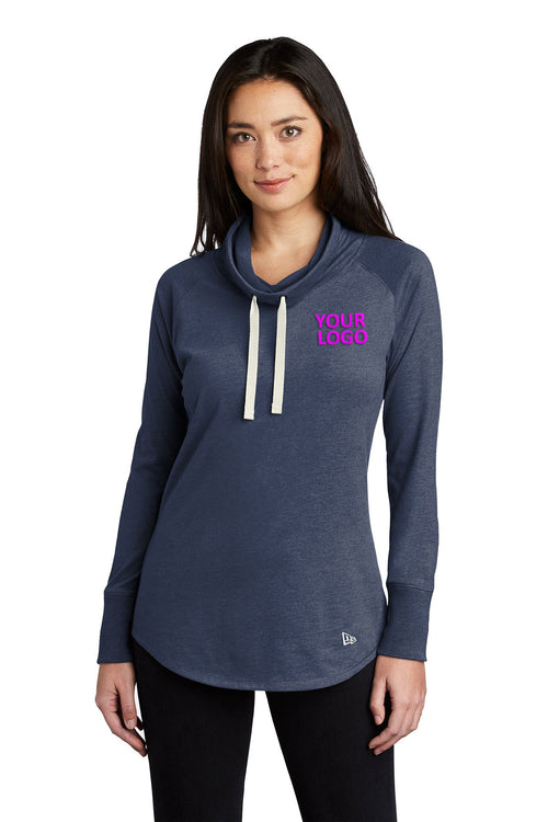 New Era Sueded Cotton Blend Custom Quarter Zips, True Navy Heather