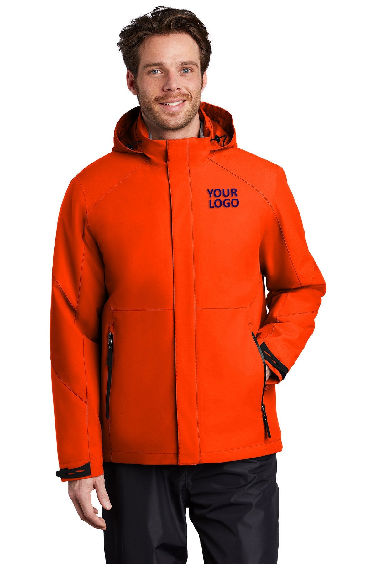 Port Authority Fire Orange J405 embroidered jackets for business