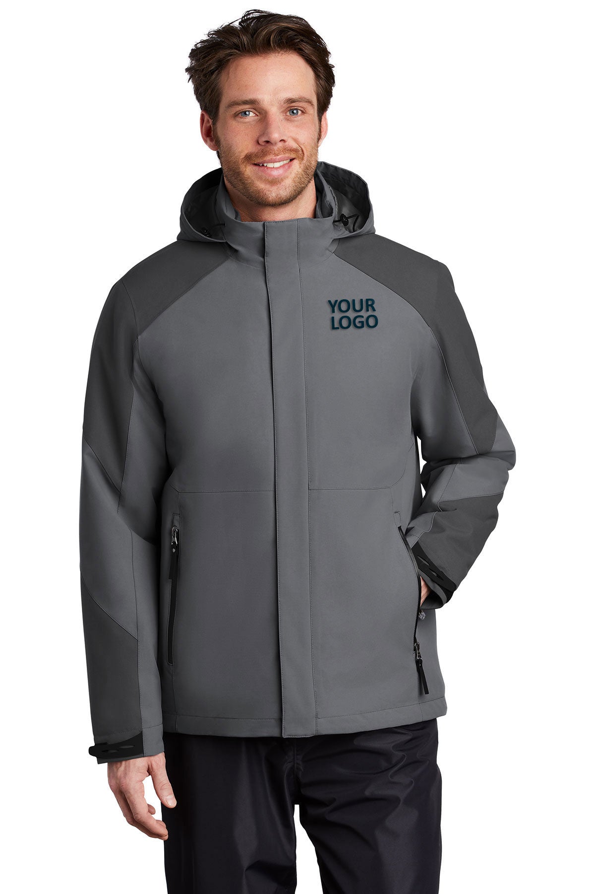 Port Authority Shadow Grey/ Storm Grey J405 embroidered jackets for business