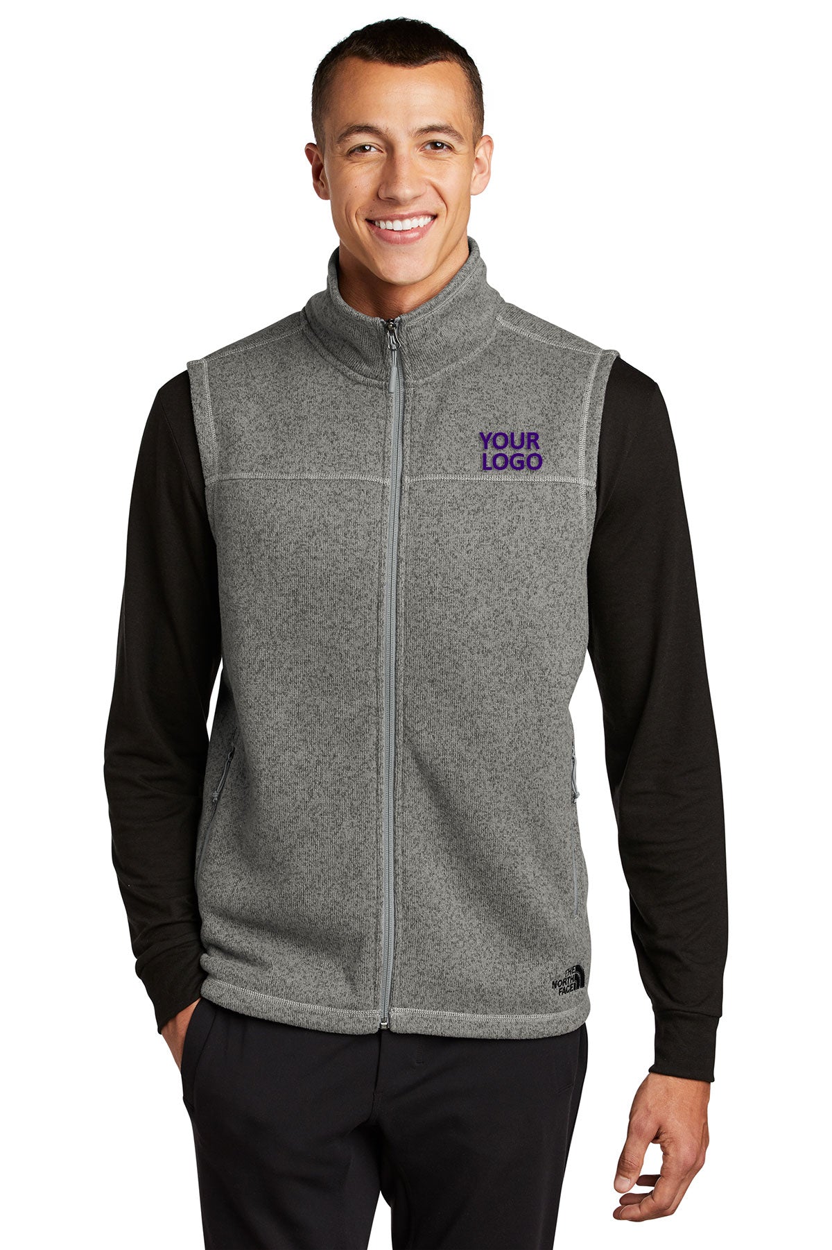 The North Face TNF Medium Grey Heather NF0A47FA custom jackets with logo