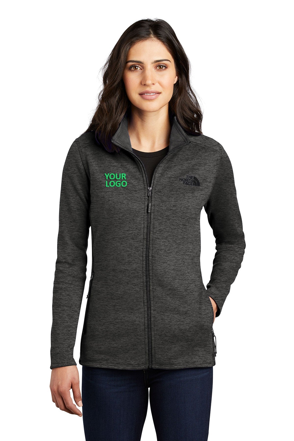 The North Face TNF Dark Grey Heather NF0A47F6 embroidered jacket custom