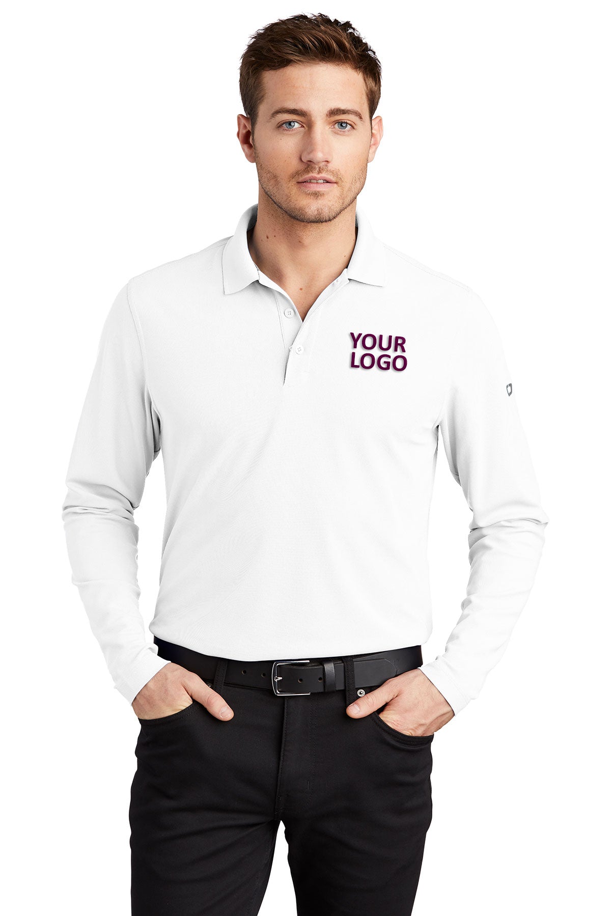 OGIO Bright White OG105 custom embroidery polo shirts