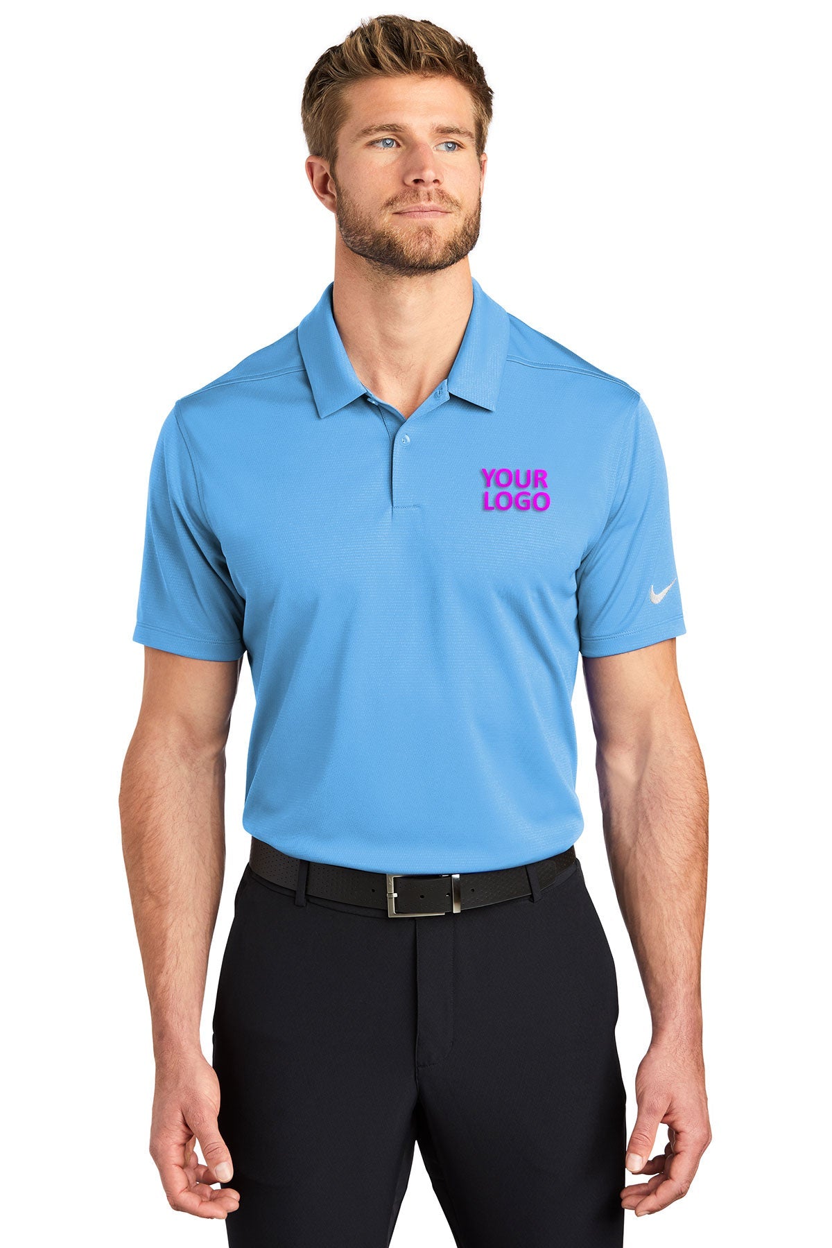 Nike University Blue NKBV6042 custom logo polo shirts embroidered