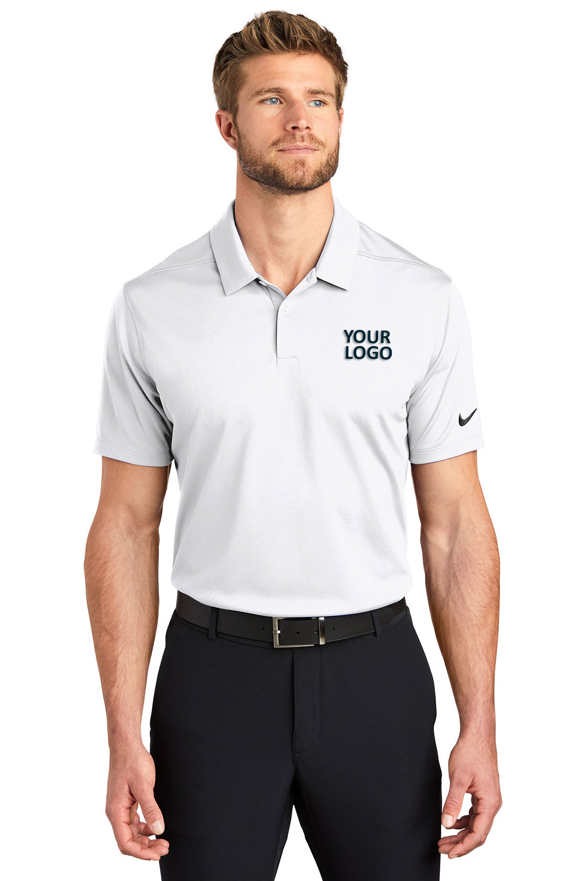 Nike White NKBV6042 custom logo polo shirts embroidered