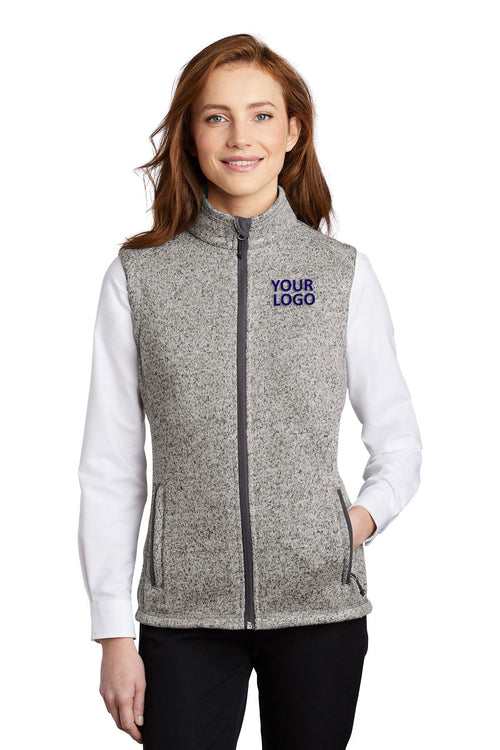 Port Authority Sweater Fleece Customized Vests, Grey Heather