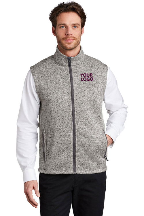 Port Authority Ladies Sweater Fleece Customized Vests, Grey Heather
