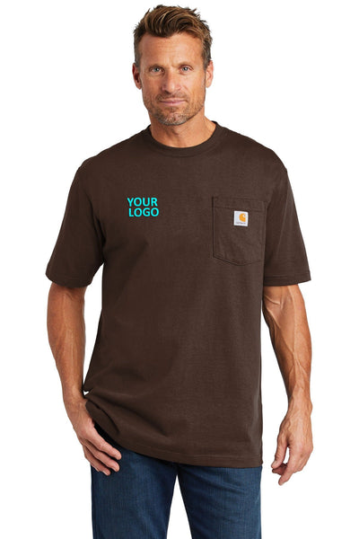 Branded Carhartt Workwear Pocket Short Sleeve T-Shirt Dark Brown