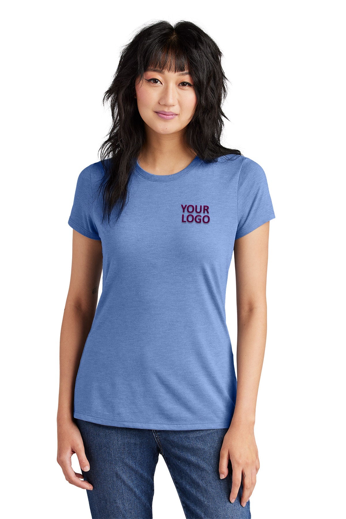 District Made Ladies Perfect Tri Crew Tee's, Maritime Frost
