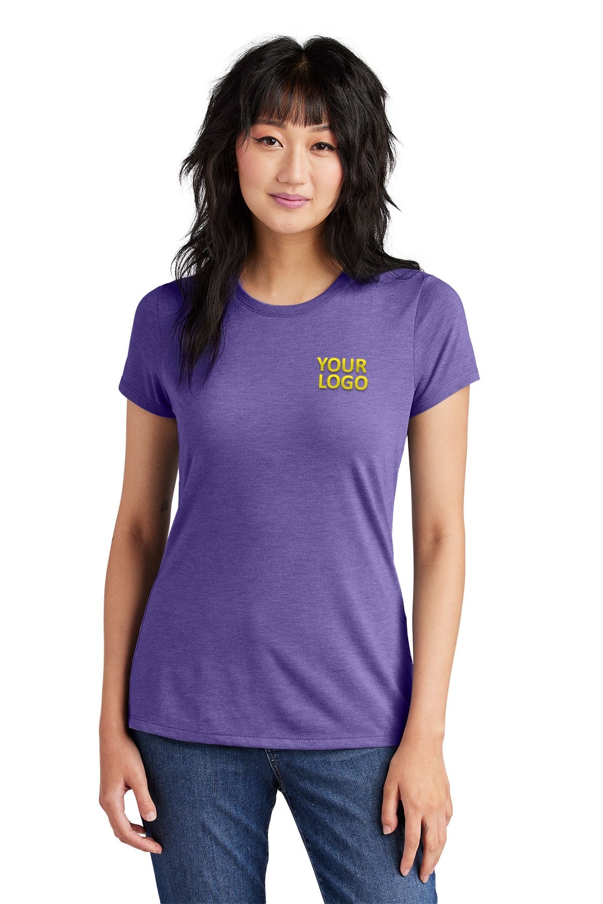 District Made Ladies Perfect Tri Crew Tee's, Purple Frost
