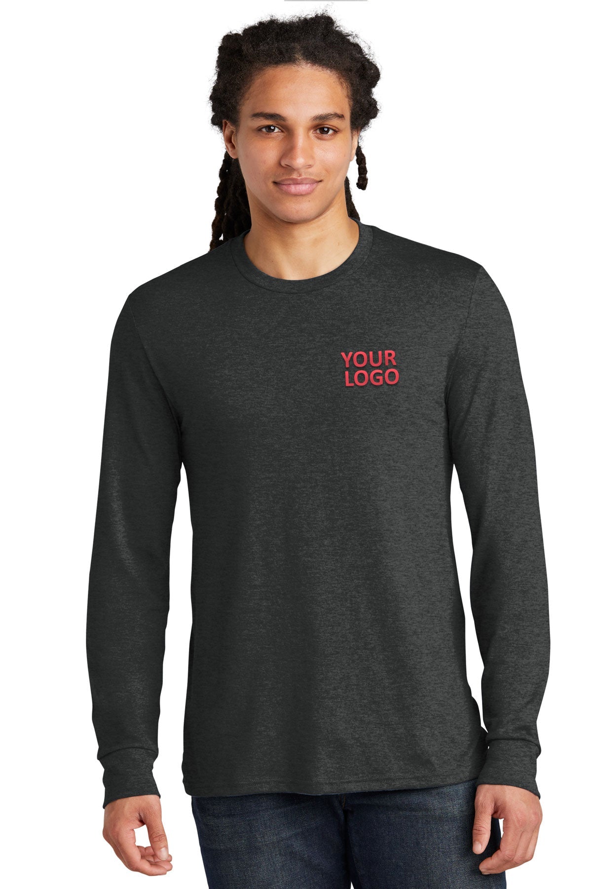 District Made Mens Perfect Tri Long Sleeve Crew Tee