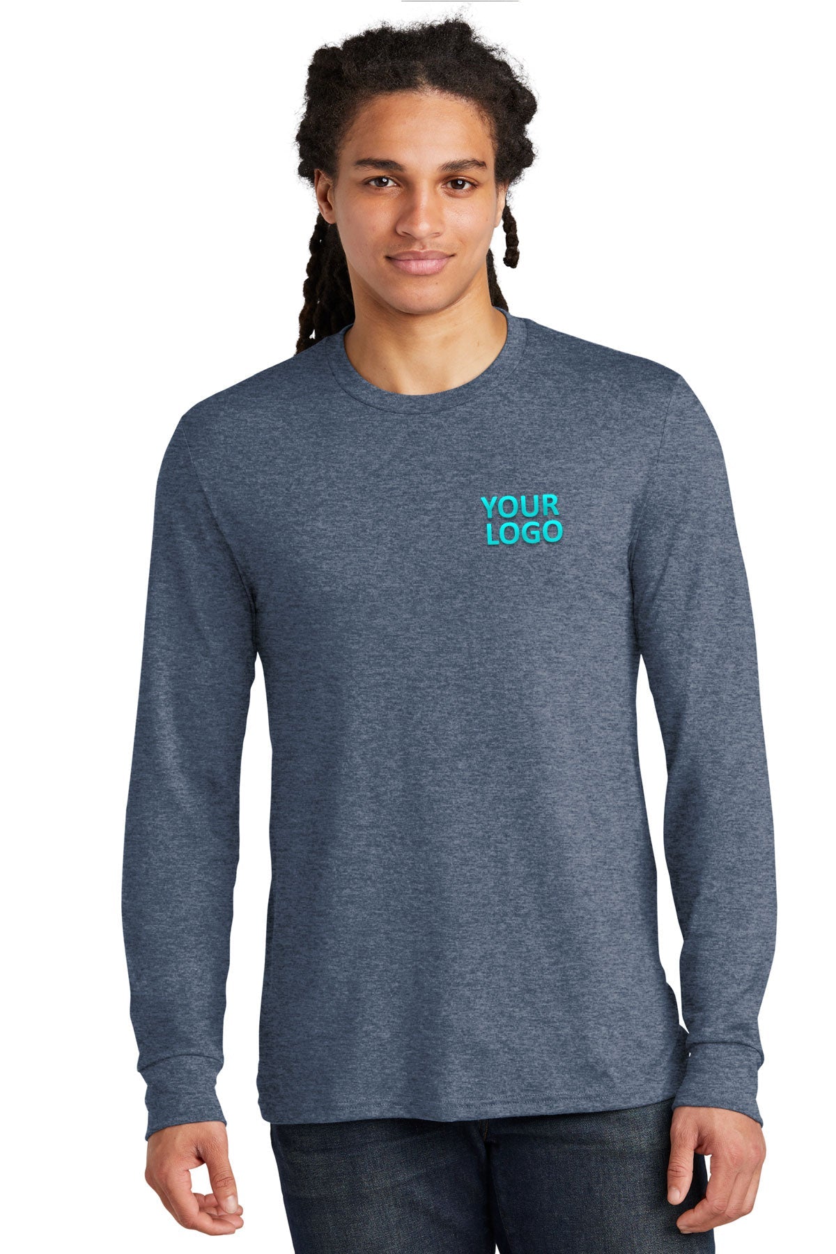 District Made Mens Perfect Tri Long Sleeve Crew Tee