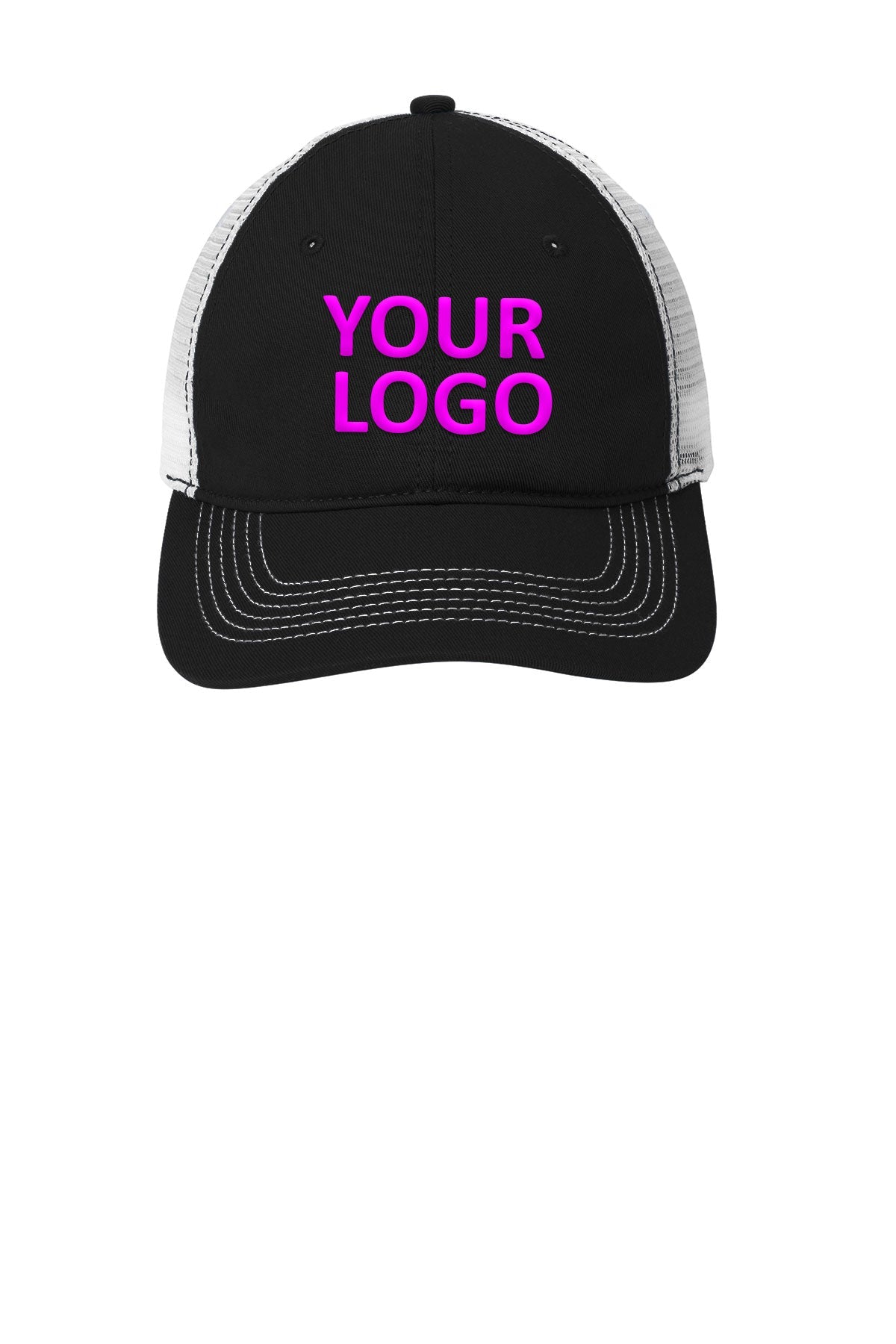 district mesh back cap black white