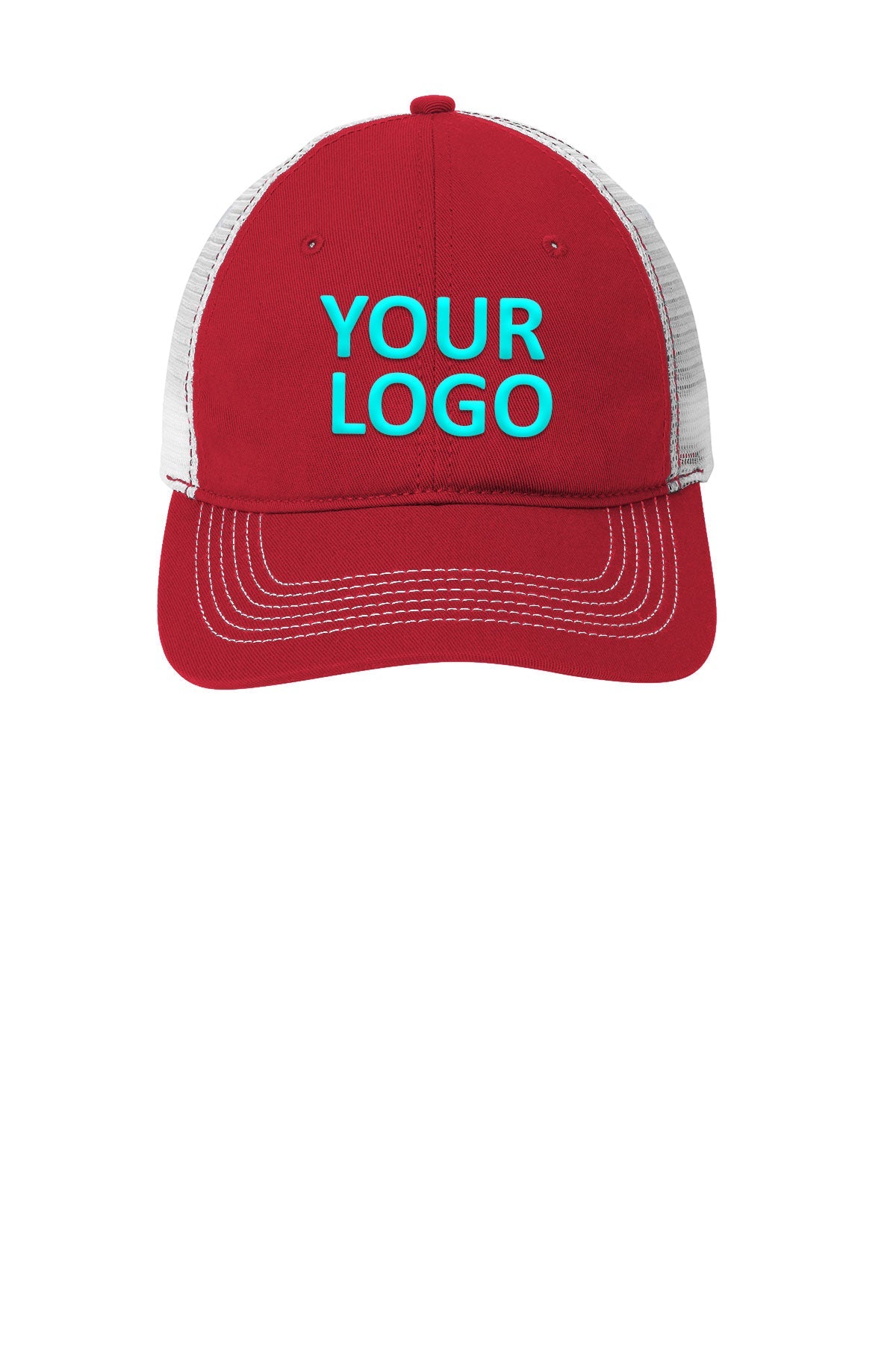 District Mesh Back Caps, Red/ White
