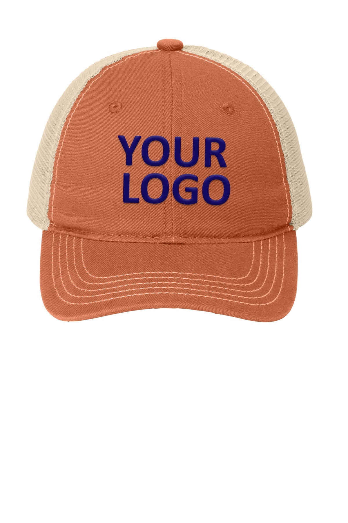 District Super Soft Mesh Back Caps, Burnt Orange/ Stone