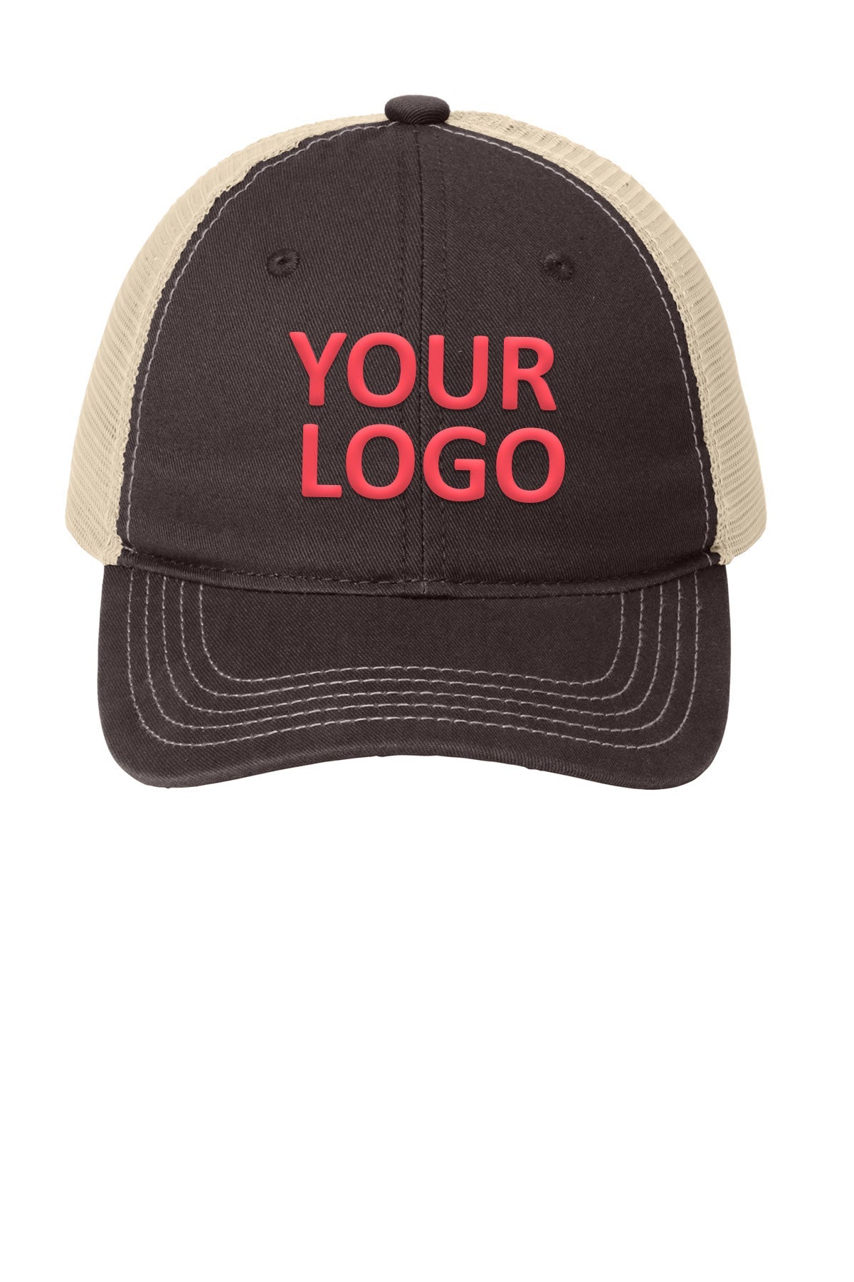 District Super Soft Mesh Back Caps, Chocolate Brown/ Stone