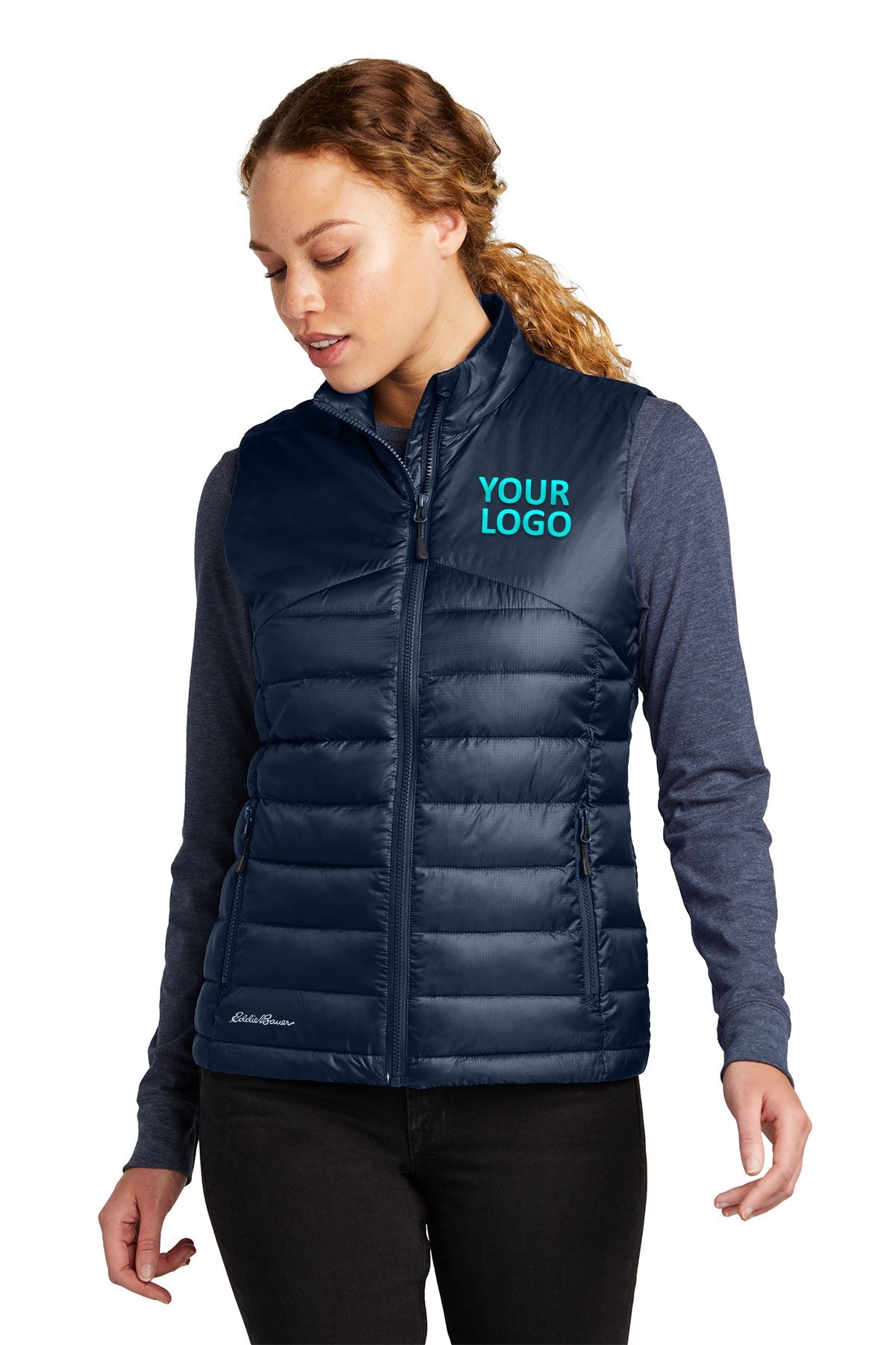 Eddie Bauer River Blue Navy EB513 jacket company logo