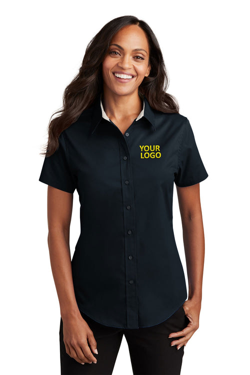 Port Authority Short Sleeve Easy Care Custom Shirts, Classic Navy/Light Stone