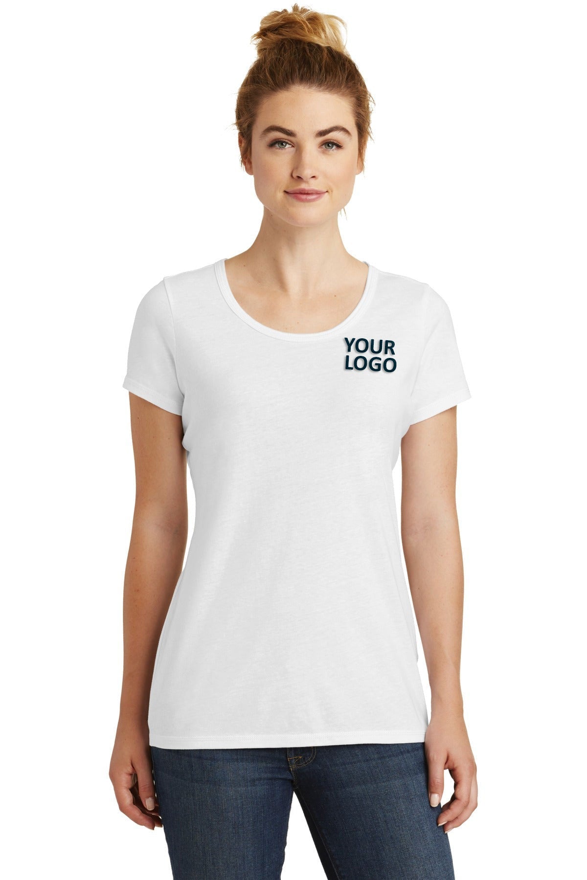 New Era Ladies Tri Blend Performance Customized Tee's, White Solid