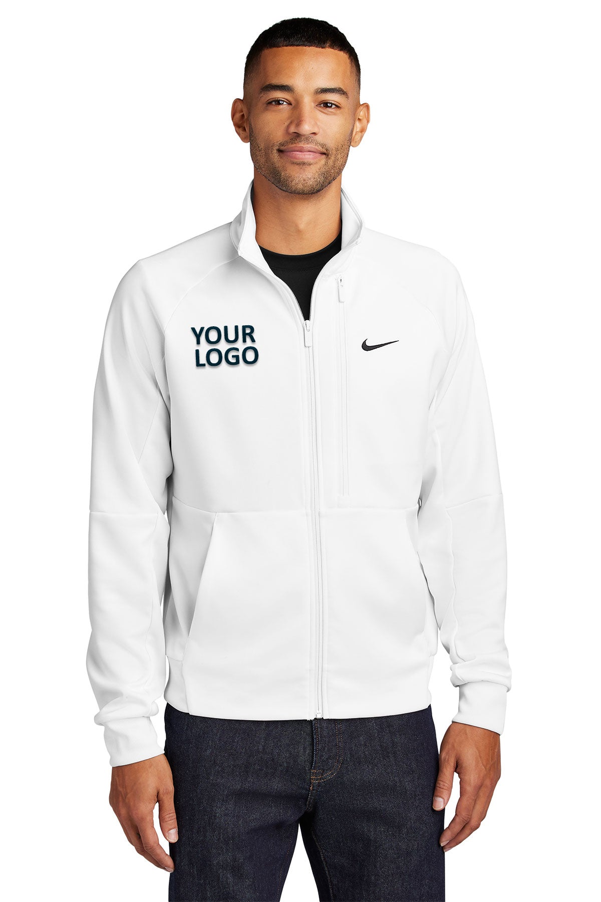 Nike Full-Zip Chest Swoosh Custom Jackets, White [Osage LLC]