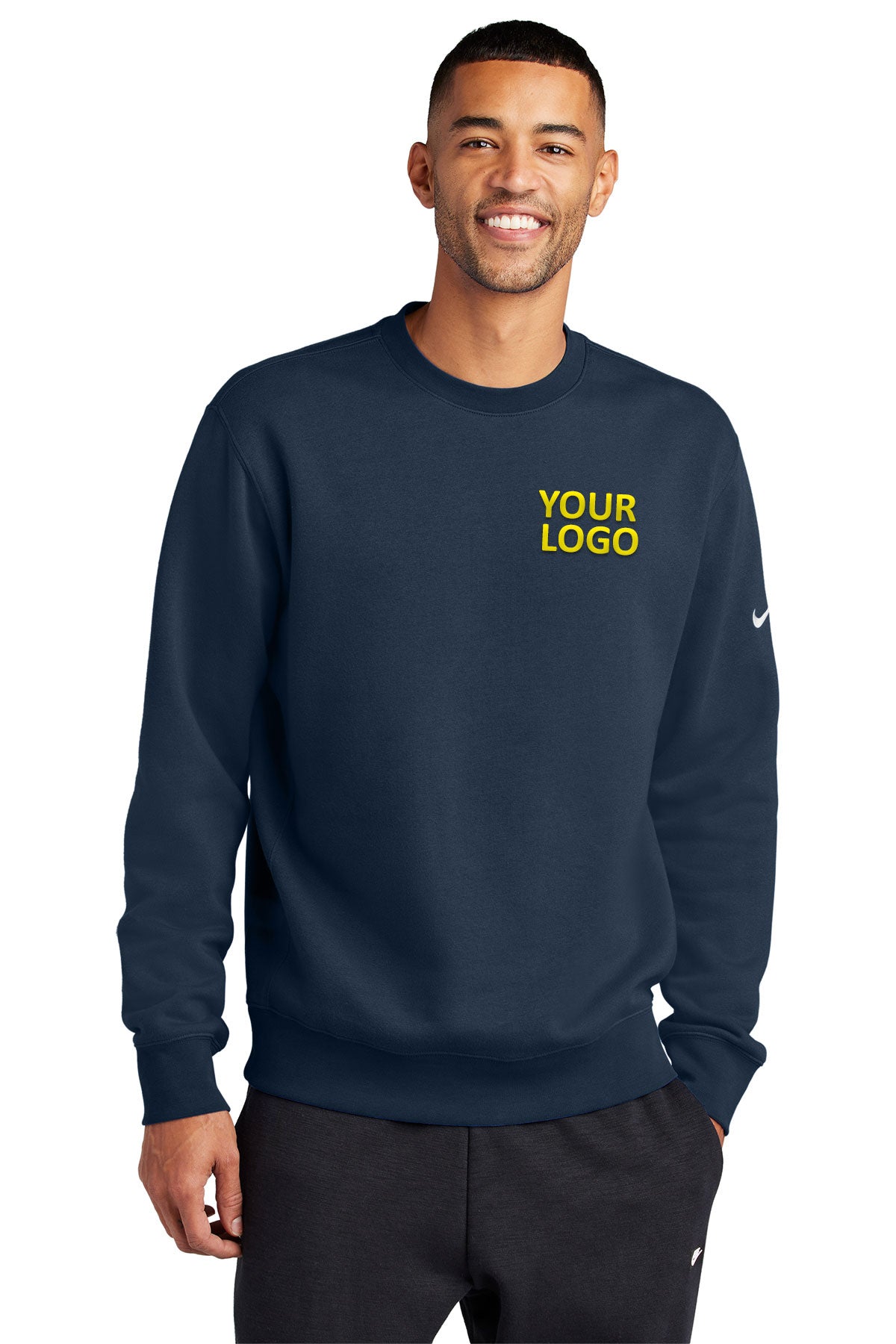 Nike Midnight Navy NKFD9863 custom logo sweatshirts embroidered