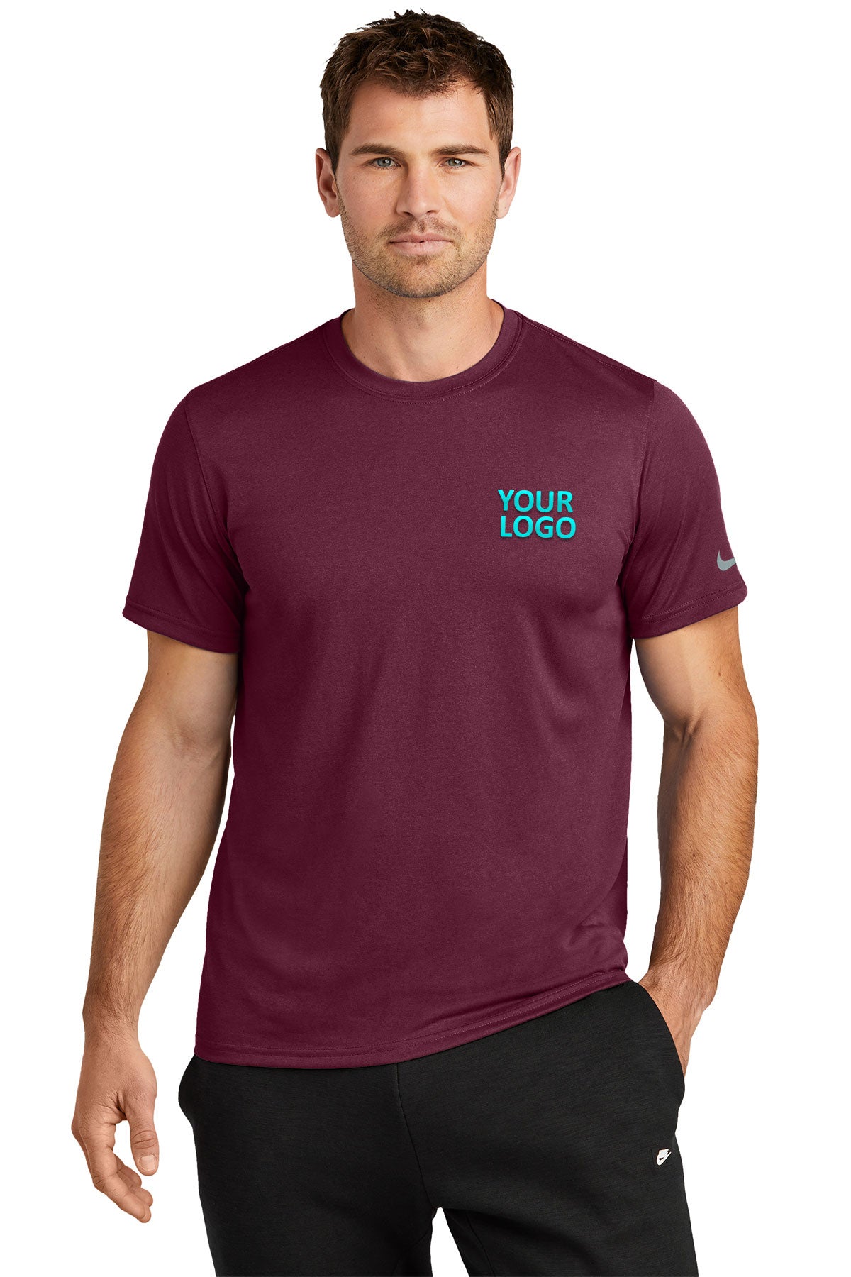 Nike Swoosh Sleeve rLegend Customized Tee's, Deep Maroon