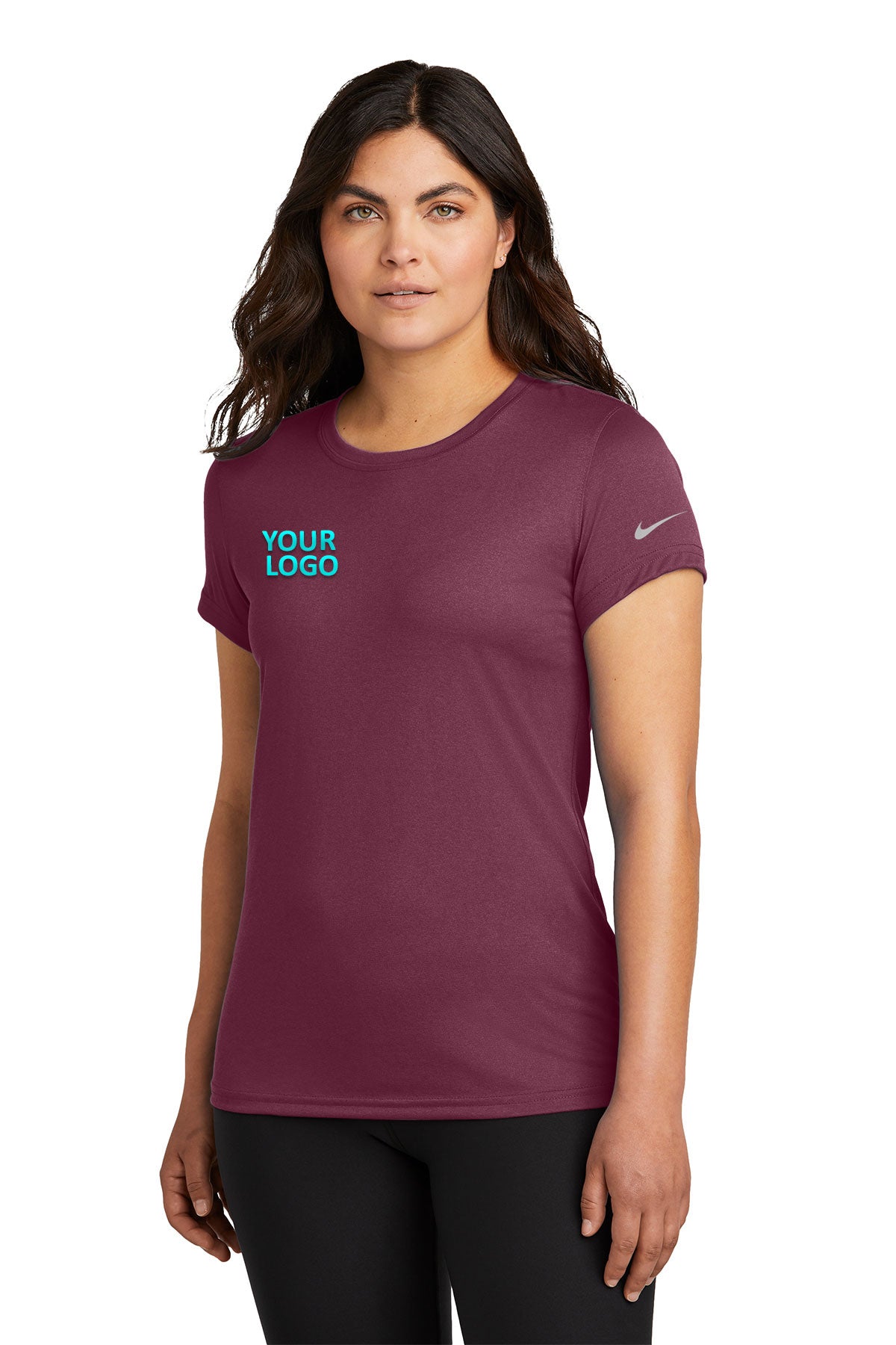 Nike Ladies Swoosh Sleeve rLegend Customized Tee's, Deep Maroon [NARENCO]