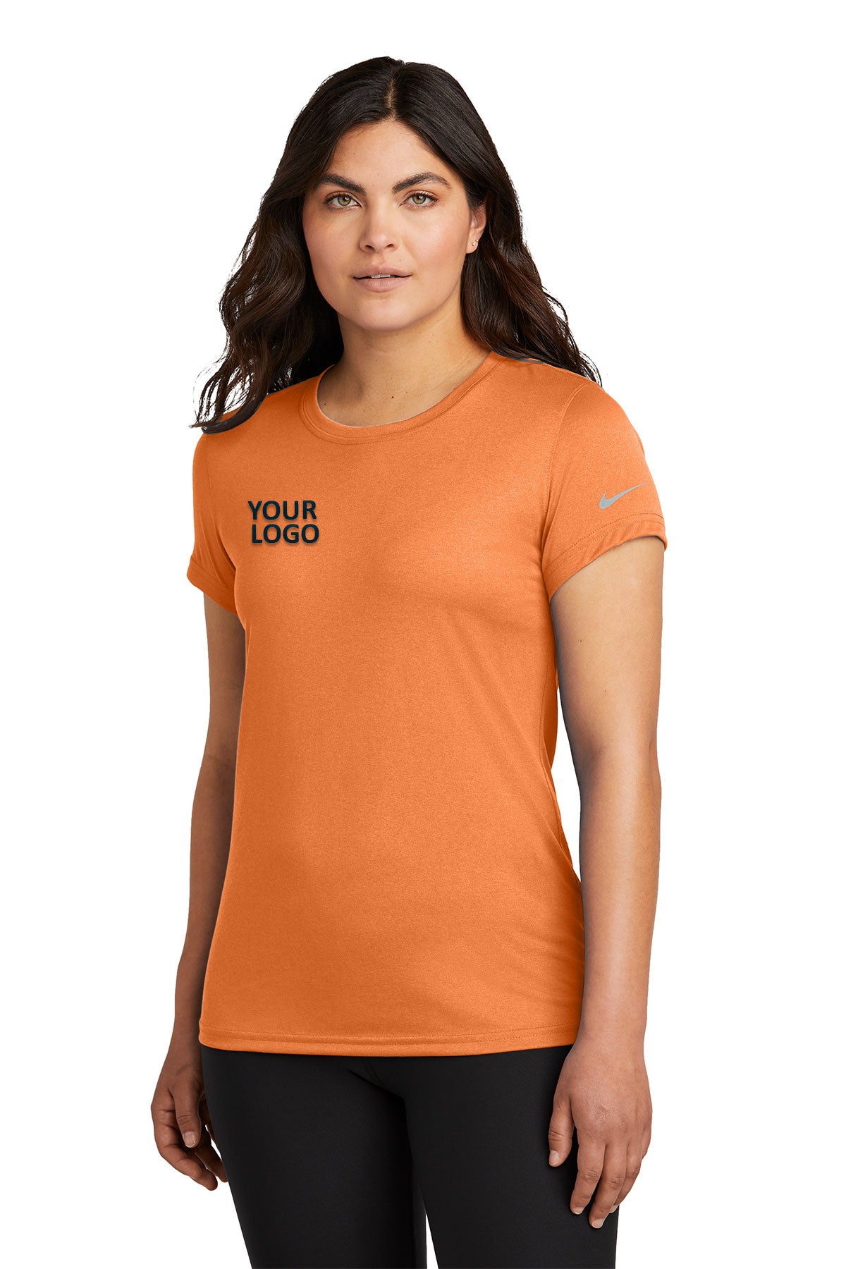 Nike Ladies Swoosh Sleeve rLegend Customized Tee's, Desert Orange