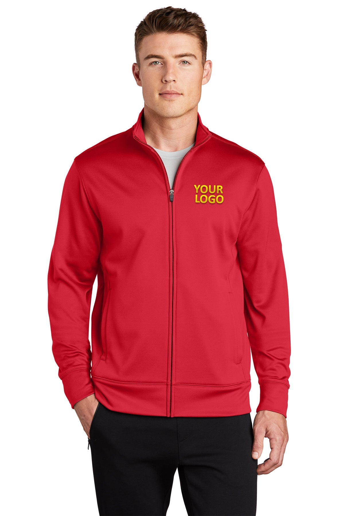 Sport-Tek Deep Red ST241 custom logo sweatshirts embroidered