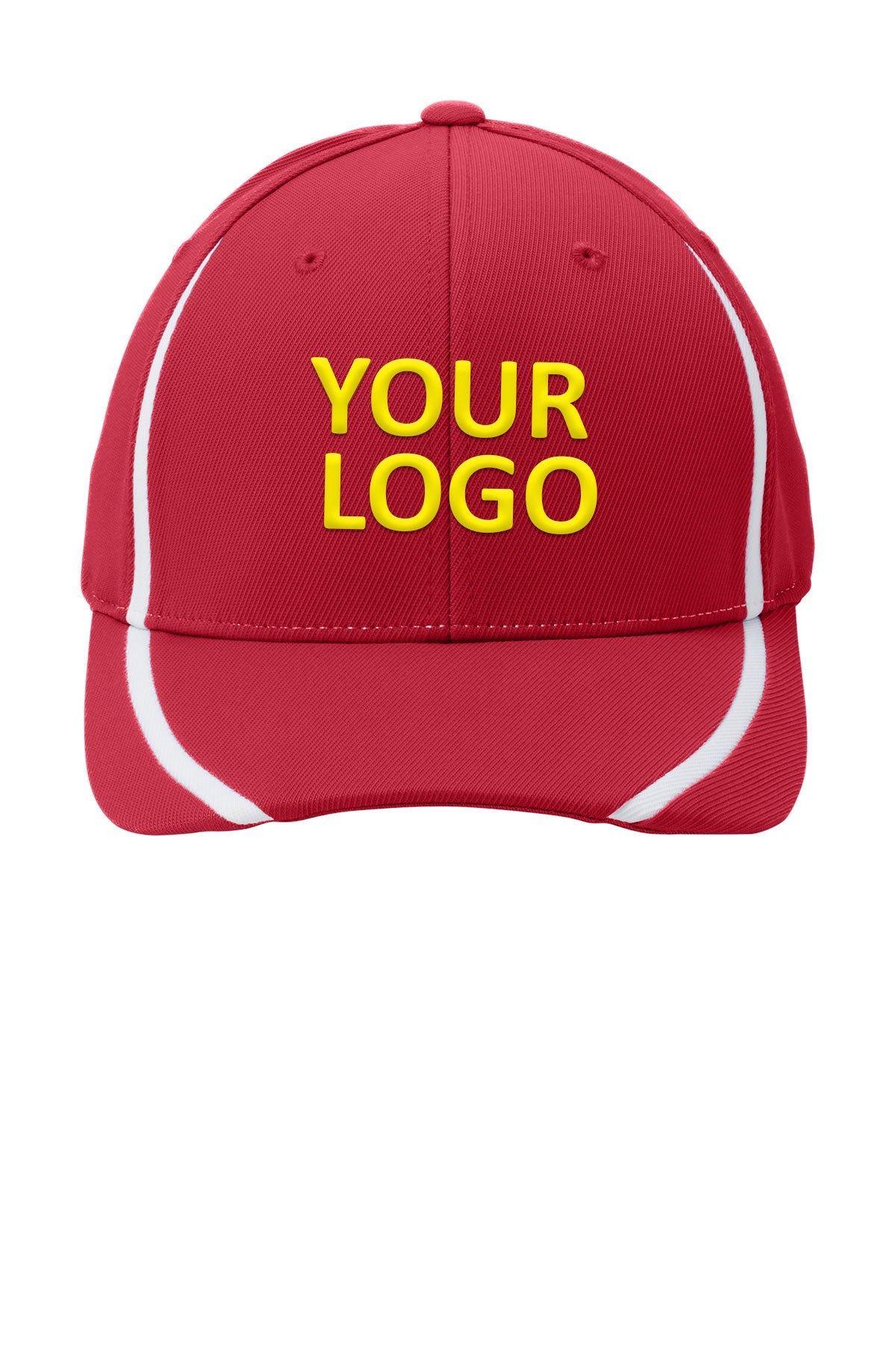 Sport-Tek Flexfit Performance Custom Colorblock Caps, True Red/White