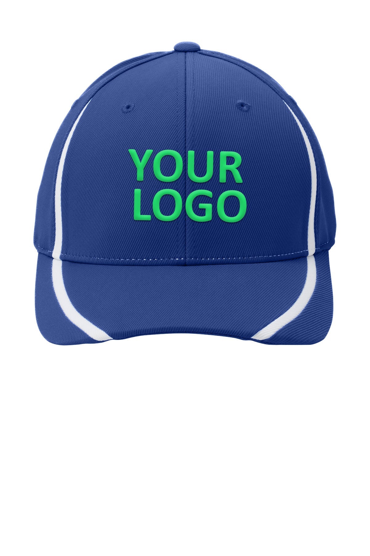 Sport-Tek Flexfit Performance Custom Colorblock Caps, True Royal/White