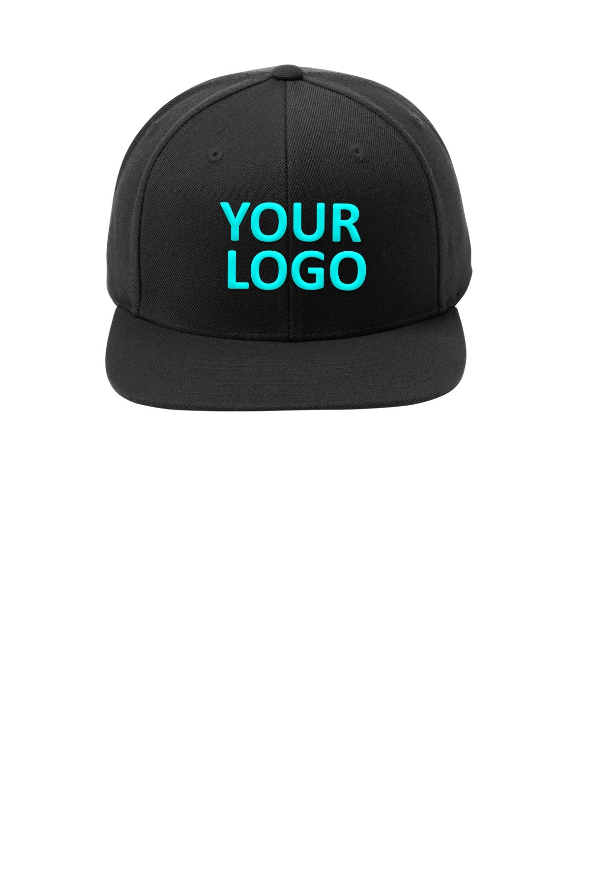 Sport-Tek Yupoong Flat Bill Branded Snapback Caps, Black