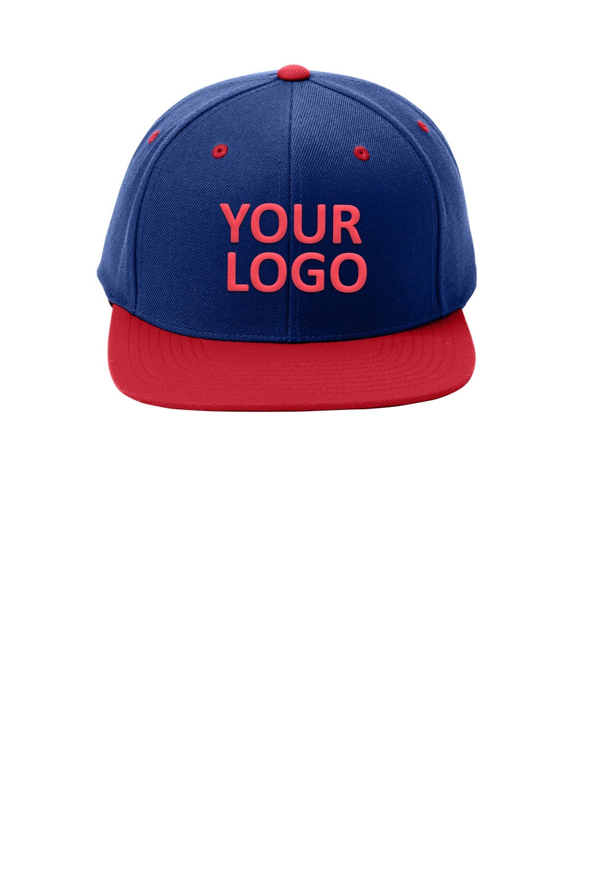 Sport-Tek Yupoong Flat Bill Custom Snapback Caps, True Royal/ True Red