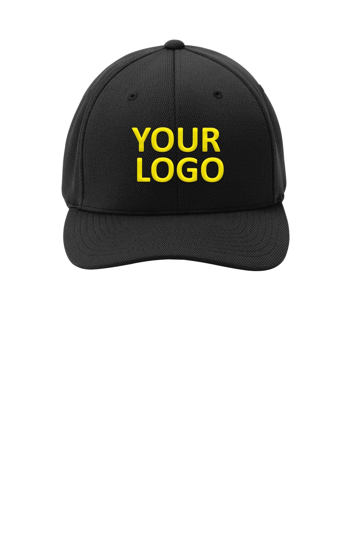 Sport-Tek Flexfit Cool & Dry Branded Poly Block Mesh Caps, Black